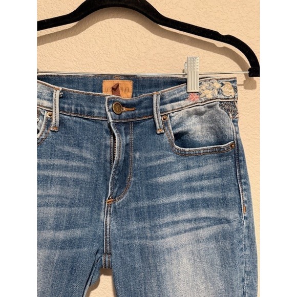 Driftwood Jackie Embroidered Floral Jeans Womens Sz 26 Slim Leg boho Denim 2143 - Picture 5 of 8
